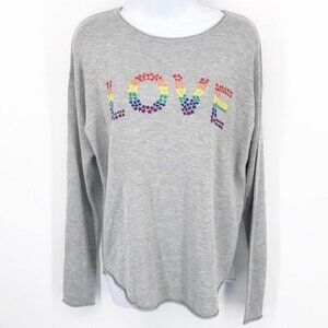 Brit NY Love Rainbow Hearts Spell out Long Sleeve Knit Size M New PRIDE